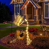 Solar Gießkanne Lichter Gartendekorationen - Wasserdichte Kupfer Outdoor Skulpturen Ornament Star Led Fairy Art Dekorative Lampe Hängegarten (mit Halterung)…