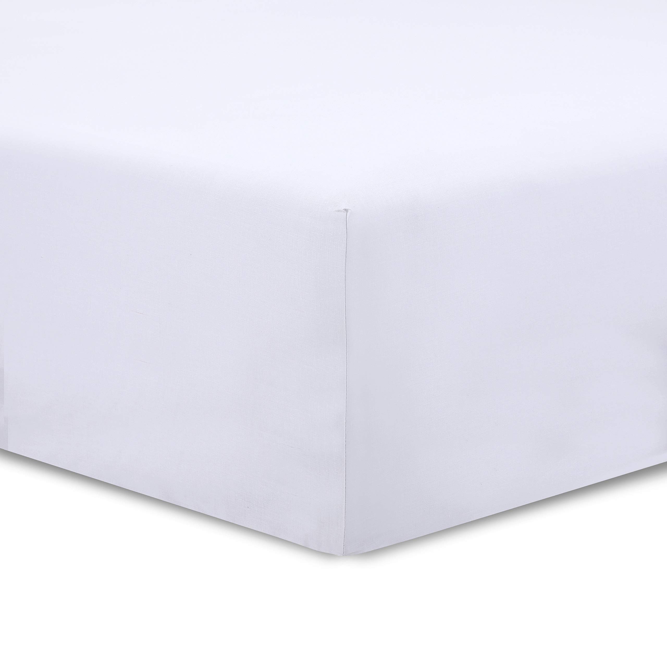 VISION - Set mit 2 Spannbettlaken, 90 x 200 cm, Farbe: Weiß, 100 % Baumwolle, 57 Fäden/cm², 4 elastische Ecken, Spannhöhe 30 cm