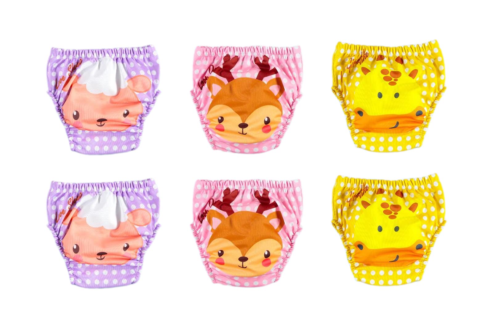 OZYOL Trainerhosen für Tröpfchentraining 6er Pack - Wiederverwendbare Kleinkinder Lernwindeln Baby Unterwäsche zum Sauberwerden Toilettentraining (as3, Numeric, Numeric_80, Animal Girl)