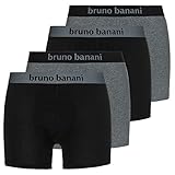 bruno banani Herren Boxershorts Unterhosen Flowing 2203-1388 4er Pack, Farbe:Mehrfarbig, Menge:4er Pack (2X 2er), Wäschegröße:2XL, Artikel:-1782 schwarz/Graumelange