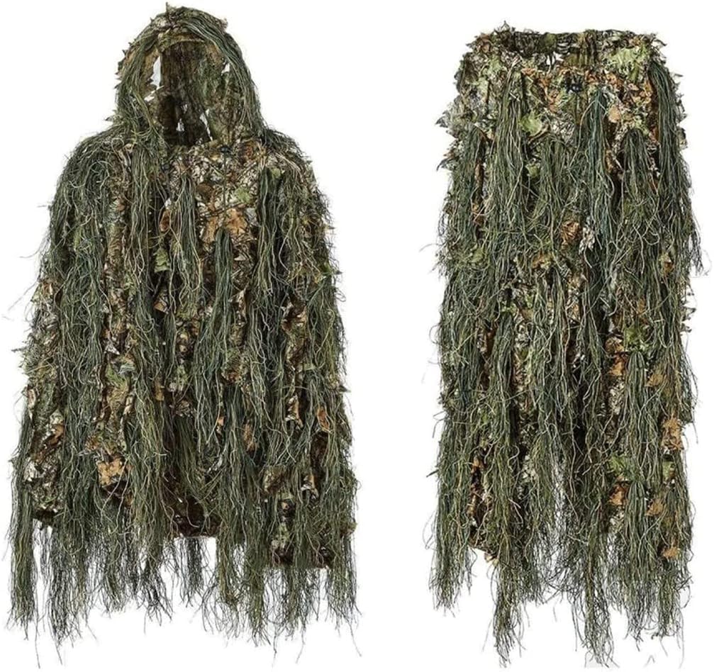 Ghillie Hunting Poncho, 3D Withered Grass Ghillie Suits, Camouflage Clothing Camouflage Poncho Camo Cape Cloak Camo Suit Camouflage Hunting Suit
