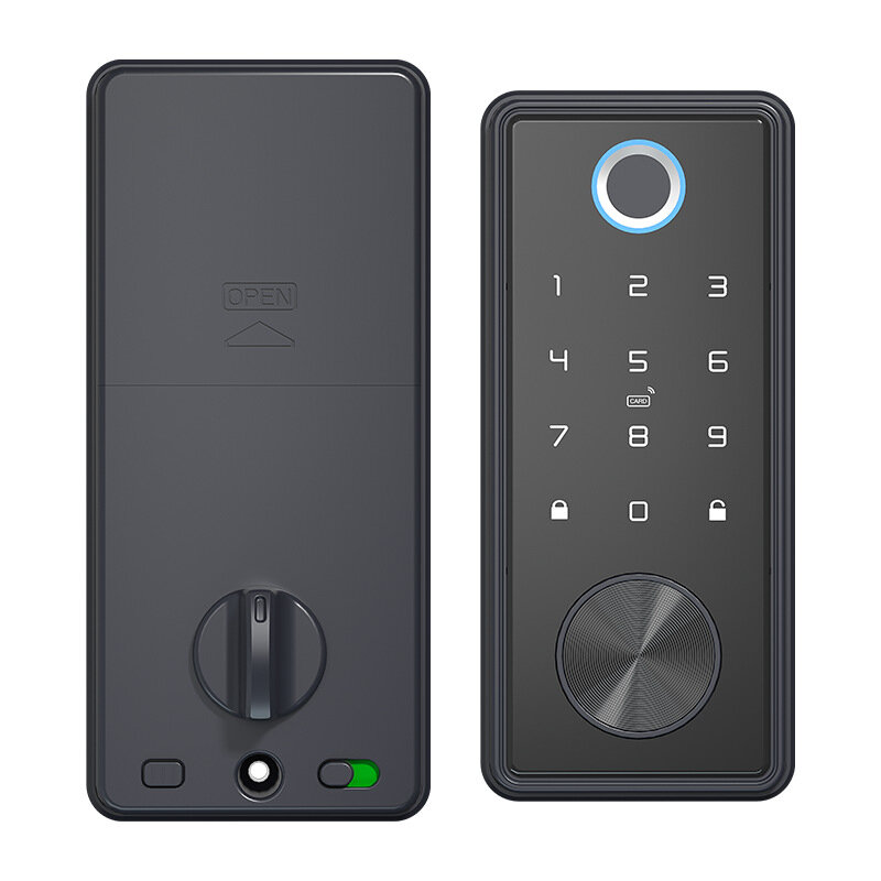 T1 Tuya Intelligentes Türschloss Smart WiFi APP Fingerabdruck Bluetooth Passcode IC-Karte Schlüssel Tür entriegeln für H