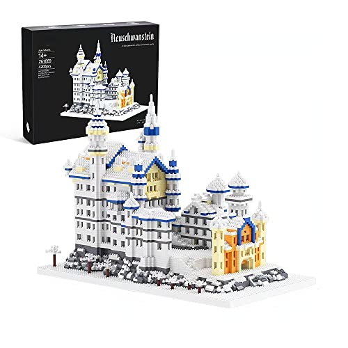 Schloss Neuschwanstein Architektur Bausteine Bausatz, 4200+Teile Weltberühmtes Gebäude Modell Spielzeug, Modell zum Bauen Lernspielzeug für Kinder und Erwachsene, Nicht Kompatibel mit Lego (Z61069)