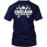 Chicago Fire Dept. - T-Shirt mit Logo und Axt-Motiv (XL, Navy)