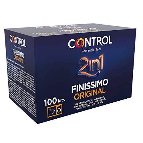 CONTROL 2 in 1 Kondome + Schmiermittel 20 g - Packung mit 100 Stück + 100 Stück