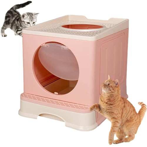 Faltbare Katzentoilette - Faltbare, geschlossene Katzentoilette mit Spritzschutz für Katzen - Katzentöpfchen, Katzentoilette, Katzentoilette für Kätzchen und kleine, mittelgroße und große Ngumms