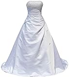 FairOnly R30 Frauen Trägerlosen Kristall Weiß Brautkleider (XL)
