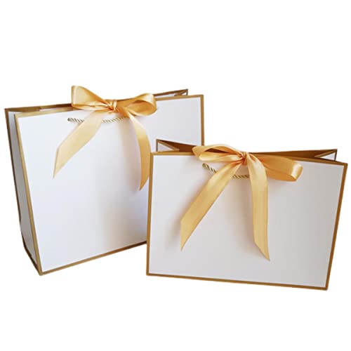 Pretty Pink Gift Bag Gift Box Ornament Pyjama Book Black Handle With Ribbon Paper Box Bag Kraft Packaging-Gold,10pcs,40x30x12cm