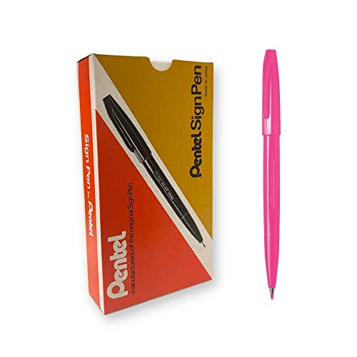 Pentel S520-P Sign Pen Faserschreiber, 0,8 mm Strichstärke, pink, 12er Pack