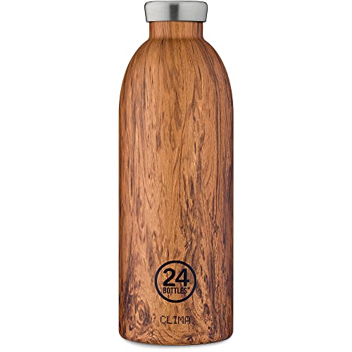 24Bottles Clima, Trinkflasche aus Edelstahl in Holzoptik, 850 ml