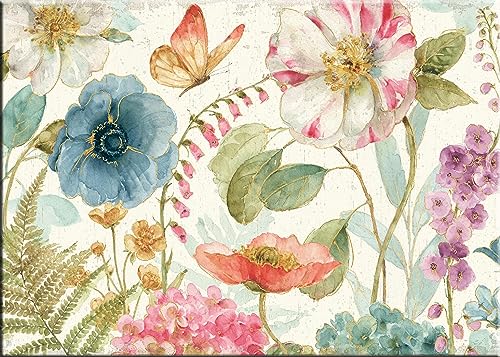 Artissimo, Kunst-Edition, hochwertiges Leinwand-Bild 70x50 cm, AG4516, Lisa Audit: Rainbow Seeds Flowers, modernes Wand-Bild, bunt, Blumen