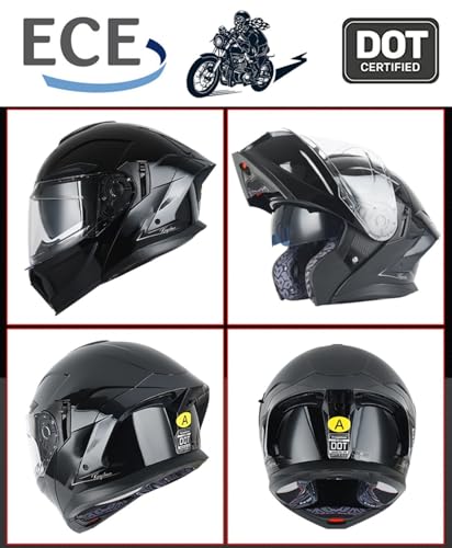 Bluetooth Motorradhelm Motorrad Klapphelm Modularer Helm Mit Doppelvisier Flip Vollvisierhelm Rollerhelm,Motocross Integrierter Helm DOT/ECE-Zugelassener Für Männer Frauen 5,XL:61-62CM
