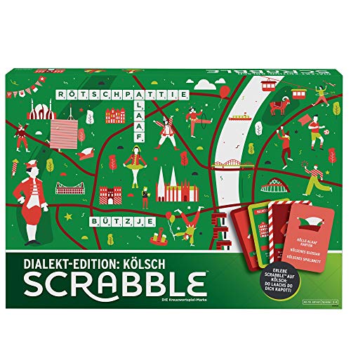 Mattel Games GGN23 - Scrabble Dialekt-Edition Köln, Brettspiel, Gesellschaftsspiel, Familienspiel, ab 16 Jahren