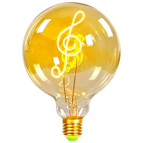 TIANFAN Vintage-Glühbirnen, LED-Glühbirne, 4 W, dimmbar, Liebes-/Heim-Buchstabe, dekorative Glühbirnen, 220/240 V, E27, Tischlampe (Musik)