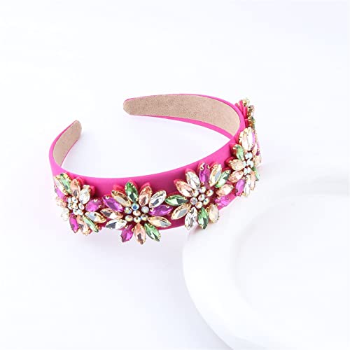 Mode Stirnbänder Mode Kopfschmuck Barock Bunte Strass Persönlichkeit Haarband Frauen Laufsteg Haarschmuck Stirnband Brautstirnband (Color : F)