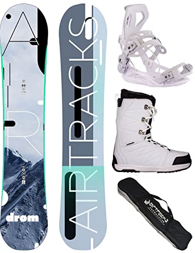 Airtracks Damen Snowboard-Set Freestyle Freeride Drom Lady Rocker 150 + Snowboard Bindung Master W + Snowboardboots Star W 40+ Sb Bag
