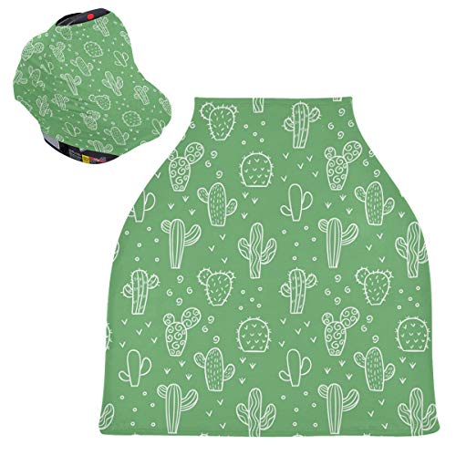 Baby Autositz Baldachin Bezug zum Stillen – Kaktusgrün Hintergrund Stilldecke atmungsaktiv Kinderwagen Abdeckung Baby Shower Geschenke für Mädchen Jungen