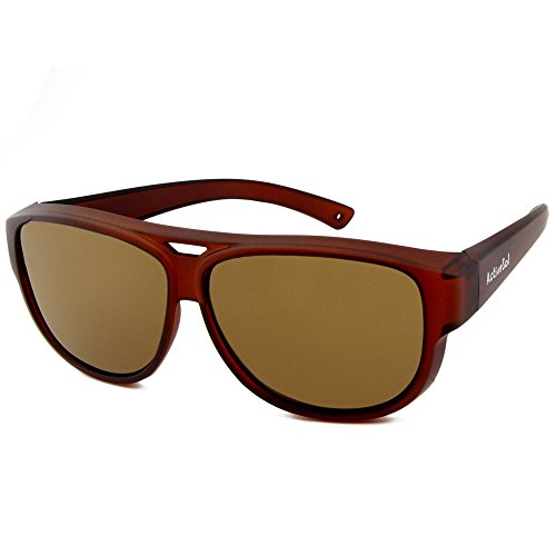 ActiveSol Design ÜBERZIEH-SONNENBRILLE | Flieger Brille | Sonnen-Überbrille UV400 Schutz | polarisiert | 24 Gramm (Brown)