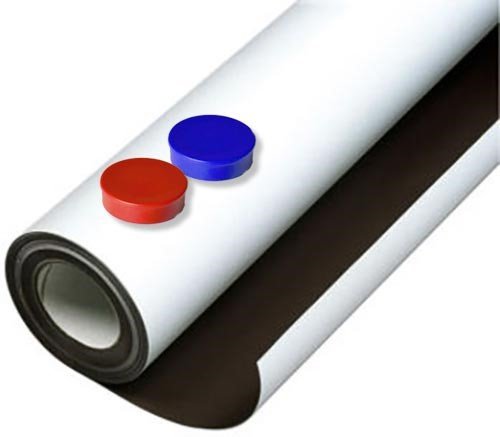 Eisenfolie Ferrofolie selbstklebend weiß matt - 0,8mm x 50cm x 50cm - mit Premium-Kleber, flexibler Haftgrund für Magnete
