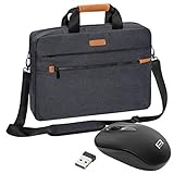 PEDEA Laptoptasche Elegance Notebook-Tasche bis 15,6 Zoll (39,6 cm) Umhängetasche mit Schultergurt inkl. Schnurloser Maus, Grau