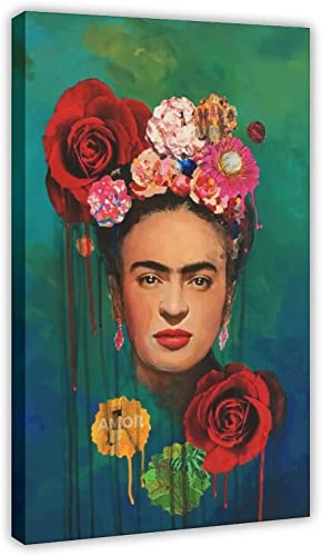 Frida Kahlo Bild auf Leinwand Poster Wandkunst Dekor Druck Bild Gemälde Frauen Selbstporträt Leinwanddruck für Wohnzimmer Schlafzimmer Dekoration rahmenlos,60 x 90 cm