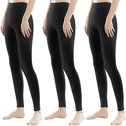 Libella 3er Pack Damen Lange Leggings bunt mit Hohe Taille Slim Fit Fitnesshose Sport aus Baumwolle 4108 Schwarz M