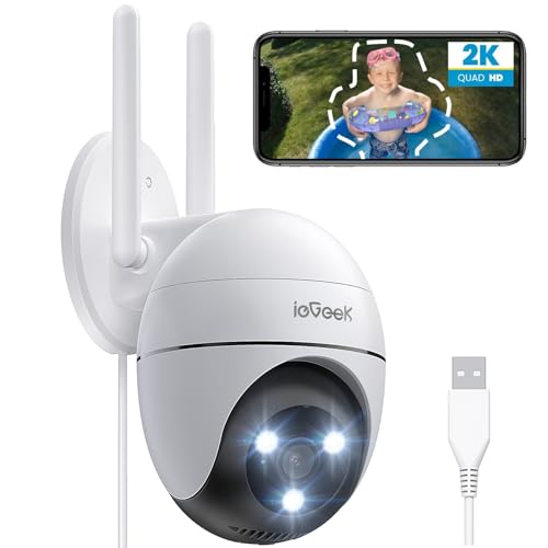 ieGeek 2K Überwachungskamera Aussen WLAN, PTZ Outdoor IP Kamera überwachung außen, WiFi Dome Camera mit Farbiger Nachsicht, Bewegungserkennung,Mensch Bewegungsmelder, Unterstützt 5GHz & 2,4GHz WLAN