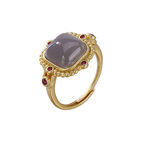 Verstellbarer Ring für Damen – Retro-Ring für Damen, offen verstellbar, S925 Hetian Jade Smoke Purple, klassischer Temperament-Öffnungsring, handgefertigter einzigartiger Schmuck für Damen, Weihnacht