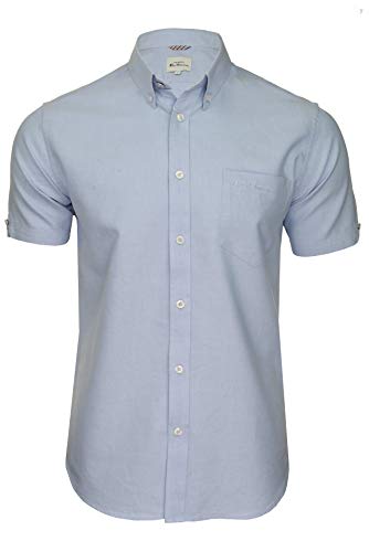 Ben Sherman Herrenhemd mit Button-Down-Kragen, Oxford-Gewebe, kurzärmlig (Sky (Embroidered Pocket Logo)) XXL