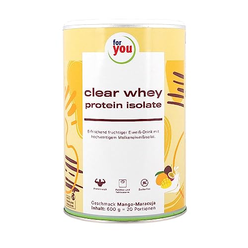 clear whey protein isolate Mango-Maracuja | 600 g (20 Portionen) | Hoher Eiweißanteil von 94%, laktosearm, glutenfrei, frei von Soja