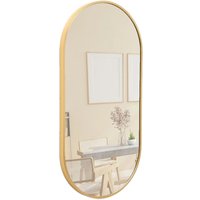 Terra Home Wandspiegel - 60x30 cm, Gold, Metallrahmen Oval HOCH und QUER Montage möglich