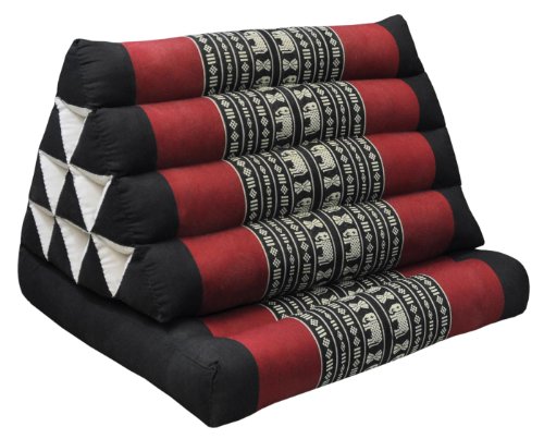 Wilai Kapok Thaikissen, Dreieckskissen mit Einer Auflage - schwarz/rot Elefant