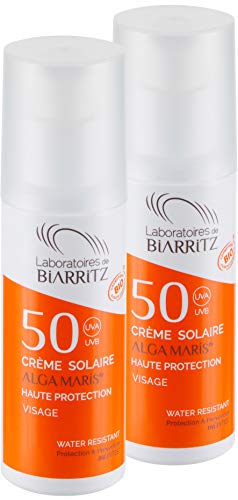 2er Pack Alga Maris Sonnencreme fürs Gesicht LSF50 50ml | BIO zertifizierte Naturkosmetik von Laboratoires de Biarritz | mit Sofortschutz und ohne Weißeleffekt