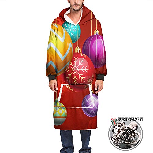 Odot Kapuzenpullover Decke mit Kapuze 3D Weihnachten Hoodie Sweatshirt Tragbare, Plüsch Pullover Weiche Warme Riesen Hoodie Fronttasche Erwachsene (Einheitsgröße (110cm/43in),Farbige Bälle)