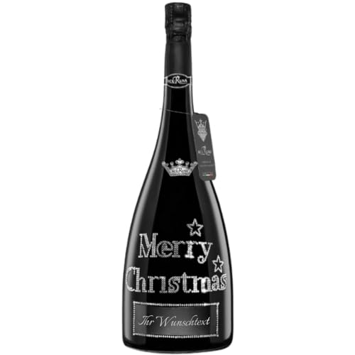 Geschenk Weihnachten personalisiert Prosecco Flasche 1,5 l mit Strass verziert Motiv: MERRY CHRISTMAS