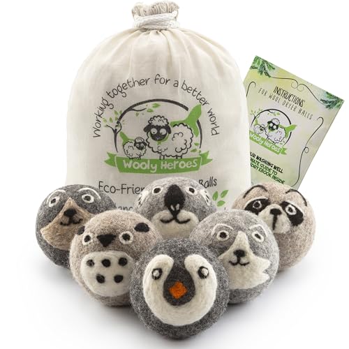 Wooly Heroes Trocknerbälle - 100% Biowolle - Nachhaltig & Umweltfreundlich - Trocken 1.000 Waschladungen
