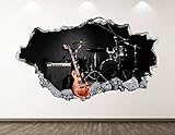 Wandaufkleber Poster Aufkleber 3D Wandbild Wandtattoo Gitarre Wandtattoo Art Decor Smashed Music Band Zimmer Geschenk BL128