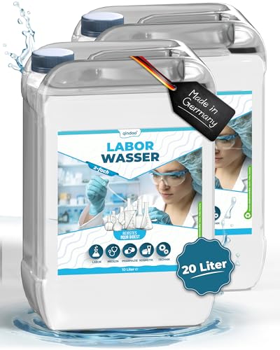 Qindoo Aqua Bidest 2X 10 Liter Kanister, Laborwasser 20L wo reines 2-Fach Wasser benötigt Wird z.B. für Labore, Medizin, Pharmazie, Kosmetik, Technik (2X 10L Kanister)