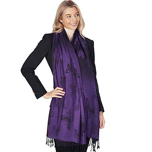LOVARZI Frauentuch Violett - Paschminatuch für Damen und Mädchen - Schmetterlingstuch
