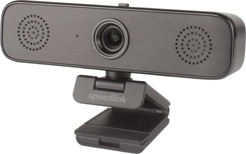 SPEEDLINK AUDIVIS Full HD Conference Webcam – 100 Degree Bildwinkel, integrierte Lautsprecher, schwarz
