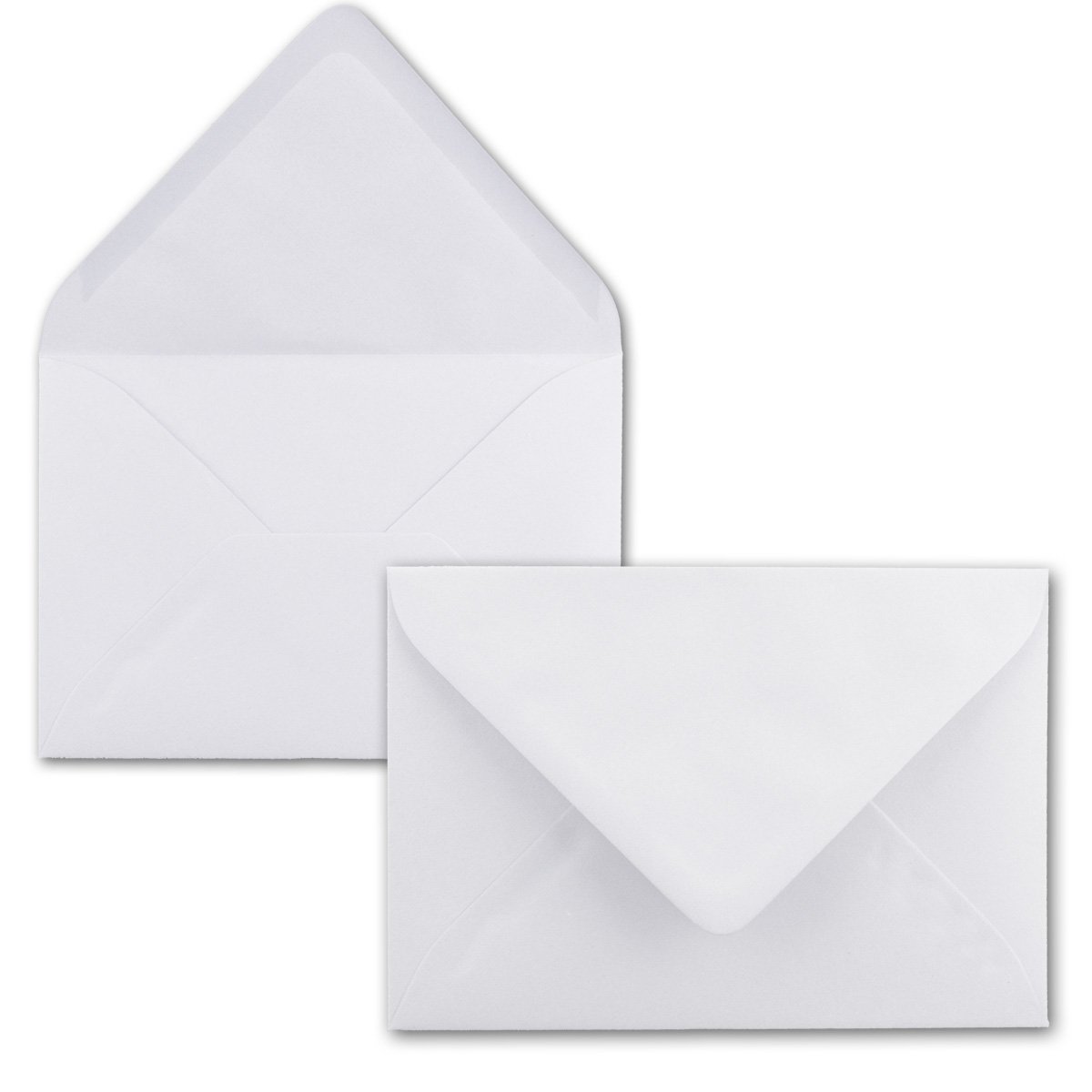 150x kleine Umschläge in Hochweiß DIN C7 8,1 x 11,4 cm mit Spitzklappe und Nassklebung in 110 g/m² - kleiner blanko Mini-Umschlag