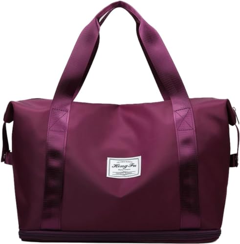 2024 New Travel Duffle Bag, 2024 New Travel Duffle Bag Foldable, Travel Duffel Bag, Foldable Tote Bag for Travel, Folding Travel Bags for Women (Wine)
