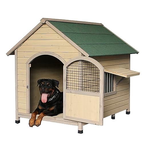 Outdoor Mit Tür Windows Hundehütte Aus Holz, Log Cabin Style Kennel, Am Besten Geeignet für Hunde Kleiner, Mittlerer und Großer Rassen(Size:S(74X70X68cm))