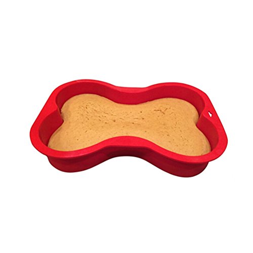 BESTonZON Silikon Hundeknochen Kuchenform für Welpen Hund Geburtstag (rot)