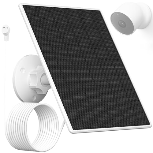 Solarpanel für Google Nest Kamera Outdoor oder Indoor(Batterieversion),5V 5W Solarmodul-Ladegerät mit 3m Kabel für Google Nest Cam,IP65 wetterfest,360° Wandhalterung (magnetischer Anschluss) (1Pack)