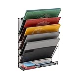 Mind Reader Stacked Dokumentenhalter zur Wandmontage, Papierablage, Aktenablage, Büro-Organizer, 6 Fächer, Metallgeflecht, schwarz, 12.75 (L) x 4.25 (W) x 16 (H) inches