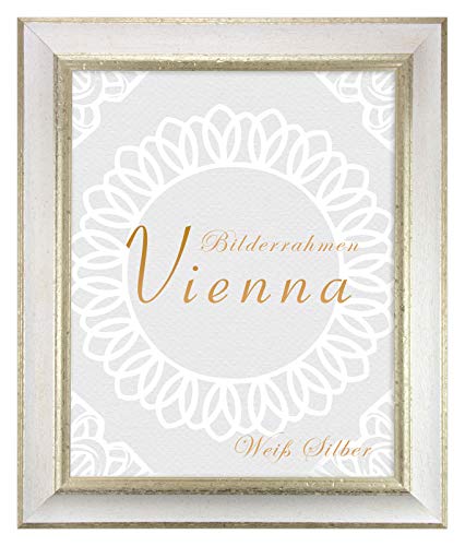 BIRAPA Bilderrahmen Vienna aus Massivholz 25x25 cm in Weiß Silber Größen
