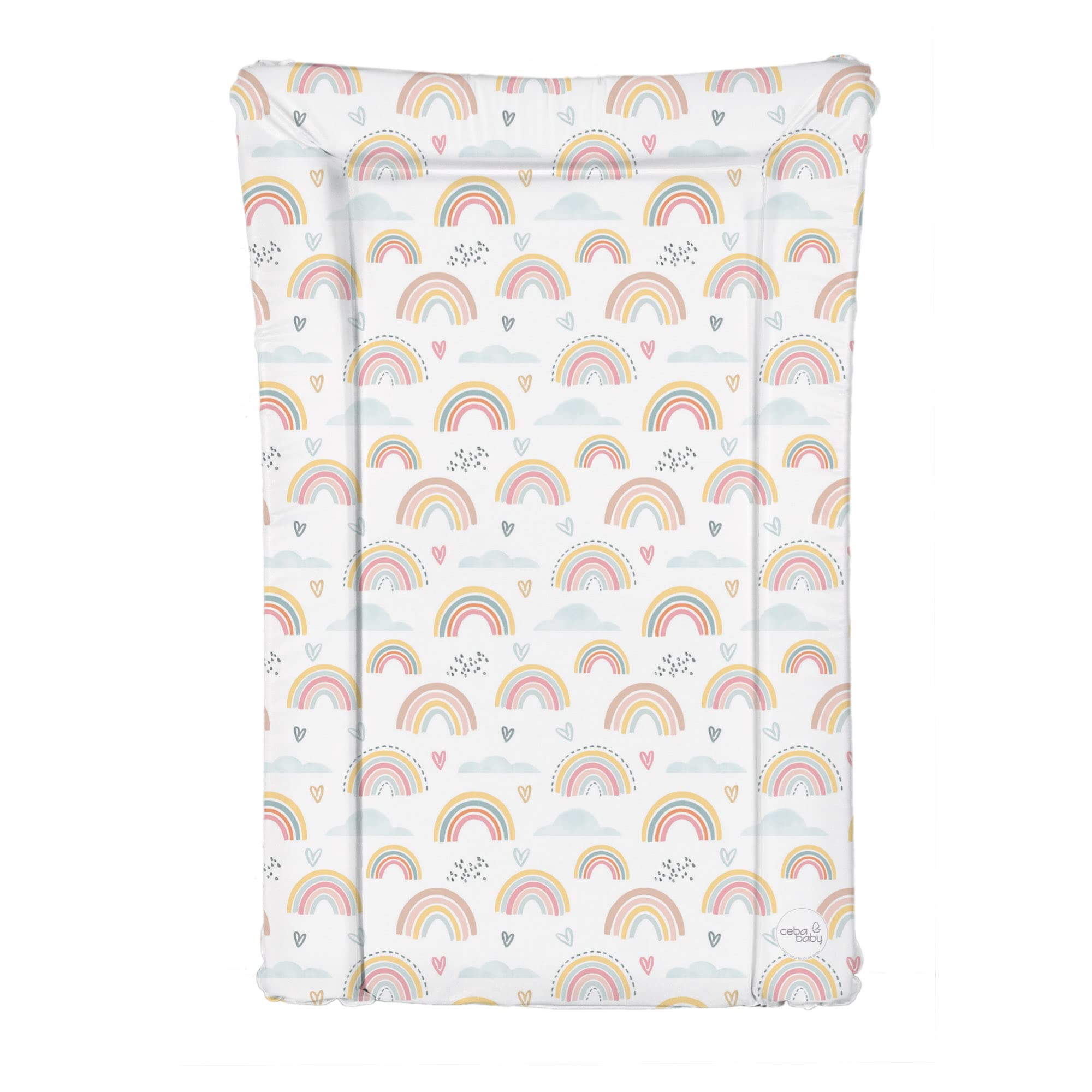 Deluxe Unisex Baby Wickelunterlage mit erhöhten Kanten, wasserdicht, einzigartiges Regenbogen-Design