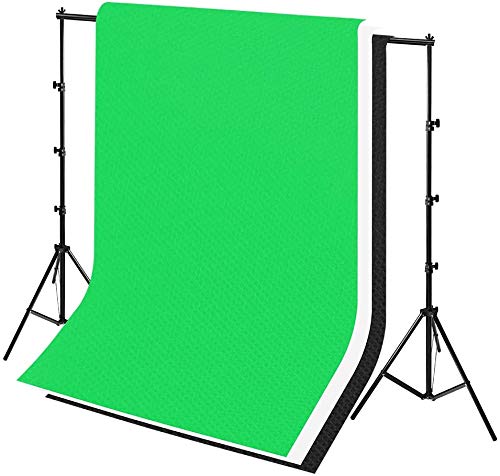 Froadp 2,6×3m Hintergrund Set Aluminiumlegierung Hintergrundstativ mit 3 Farbe Einteiliges Nahtloses Design Vliesstoff Fotostudio Hintergrundsystem für Produktfotografie Portrait und Videoaufnahme