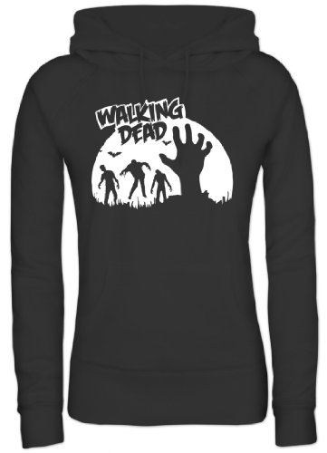 Shirtstreet, Zombie Walking Dead, Halloween Damen/Lady Kapuzen Hoodie Sweatshirt - Pullover, Größe: L,Schwarz